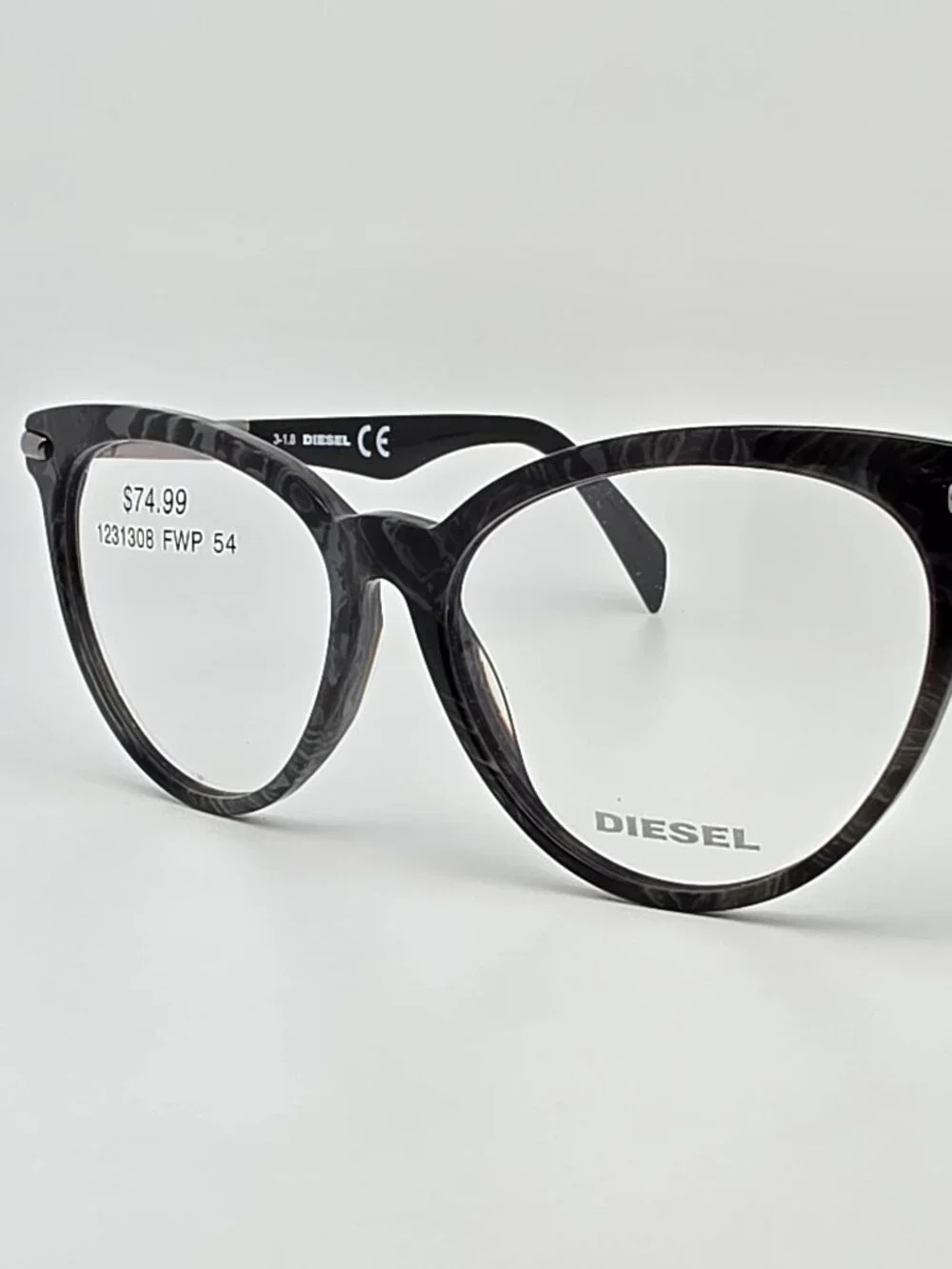 Diesel DL5193-3 005 Black Marble Cat Eye Eyeglasses Frame 54-15-140